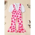 thumbnail image 3 of Wassery 2pcs Toddler Girls Long Overalls Set Short Puff Sleeve T Shirt Tops + Floral Print Suspender Flare Pants 3T 4T 5T 6T 7T Kids Casual Summer Outfits, 3 of 9