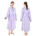 thumbnail image 5 of Catalonia Fleece Robe For Women with Side Pockets ,Lightweight Plush Warm Bathrobe, Fluffy Fuzzy Waffle Long Robes,Shower Spa Homewear , L , Purple, 5 of 7