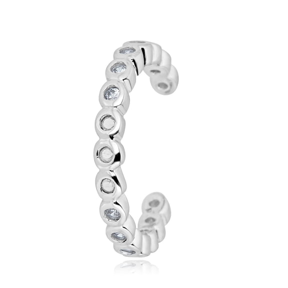 AVORA 925 Sterling Silver Simulated Diamond CZ Single Row Ear Cuff