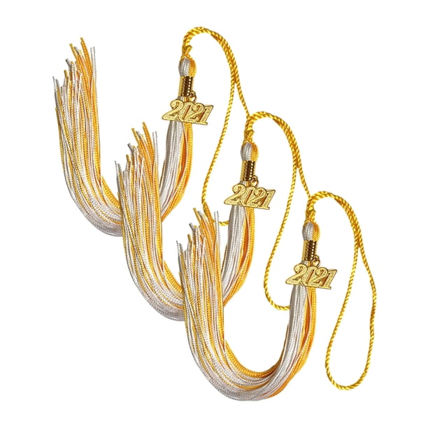 Fiudx Juego de Borlas de Graduación de Grado Académico, Adornos Dorados 2021, Material de Poliéster, Esencial para Ceremonias, Paquete de Regalo de Graduación, Celebración Familiar y de Amigos, 40 Cm