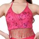 thumbnail image 3 of Top corto con borlas para danza del vientre, para fiesta, disfraz, lentejuelas, ajustable, con purpurina, para mujer Rosa roja, 3 of 9
