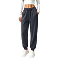 thumbnail image 2 of Resicozy Joggers for Women with Pockets Drawstring Elastic Waist Athletic Lounge Pants Casual Fashion Solid Color Trousers Dark Gray L, 2 of 4