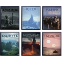 6 Pieces Space Poster Home DecoTravel Style Wars Movie Posters Canvas Wall Art Print Living Room Bedroom Decorative Painting (B,6P 8x12in Unframed)