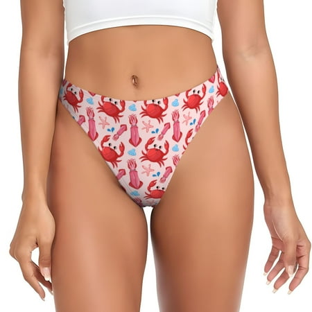 Adobk Crabs Starfish Print Seamless Women Underwear Thongs No Show Ladies Thong No Line Breathable Comfortable Panties Undies for Women-X-Small
