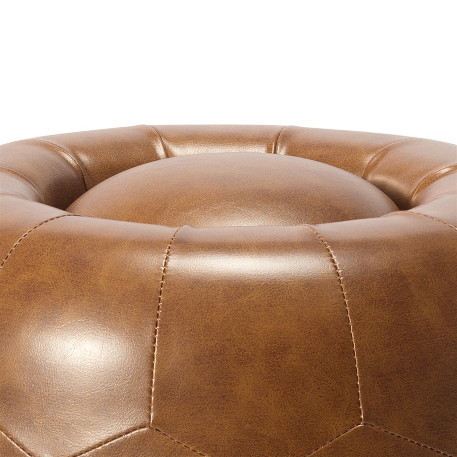 Kadyn 17.3" Round Ottoman, Small Step Stool for Couch, Desk, Modern PU Upholstered Footstool for Living Room, Brown Kadyn 17.3" Round Ottoman, Small Step Stool for Couch, Desk, Modern PU Upholstered Footstool for Living Room, Brown
