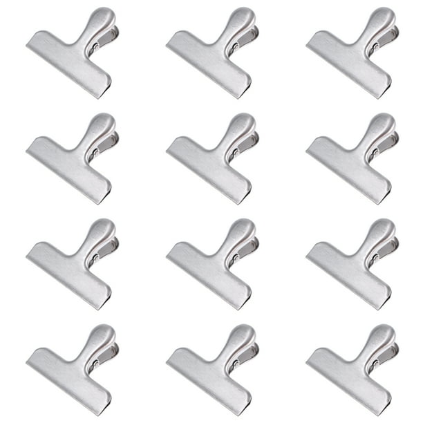 FRCOLOR 12 Pcs Stainless Steel Chip Bag Clips for Air Tight Seal Grip on Food