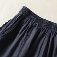 thumbnail image 6 of Women's Linen Cotton Pants Elastic Waist Shorts with Pockets, Lightweight Casual Summer Shorts, Lounge Beach | VerBelle,Navy XL, 6 of 8