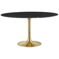 thumbnail image 3 of Modway Lippa 54" Round Artificial Marble Dining Table in Gold Black, 3 of 8
