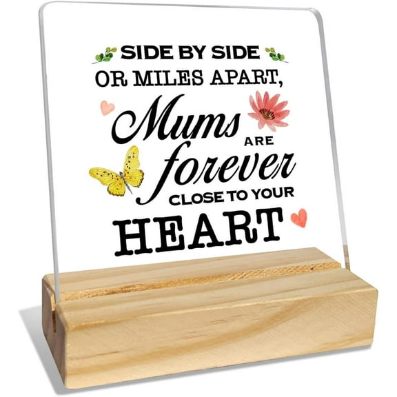 Mom Gifts from Daughter Son, Mom Gifts for Birthday Mother's Day Christmas Holiday, Mother Gifts, Thank You Gifts for Mom, Mums Are Forever Close to Your Heart, Desk Acrylic Decor