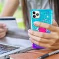 thumbnail image 5 of Compatible with iPhone 14 Pro Max Case with Kickstand Gradient Sparkle Glitter Flowing Liquid Quickstand Series Bling Soft TPU Bumper Shockproof Protective Phone Case for Women Girls PurpleBlue, 5 of 11