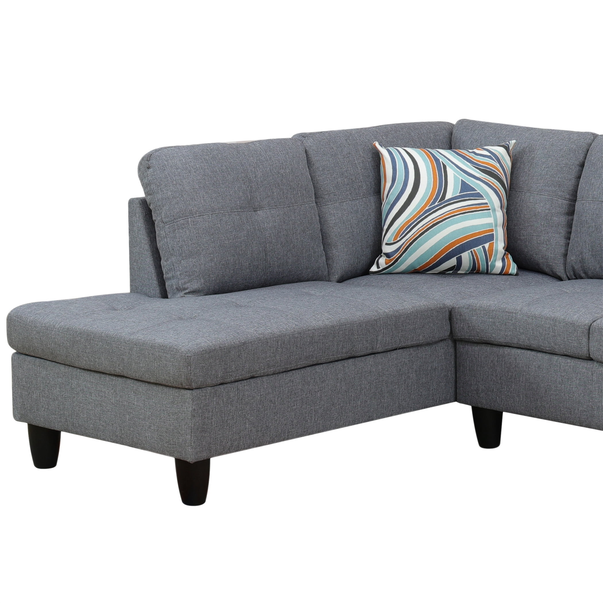 Aukfa 97" Classic Sectional Sofa 4 Seat L shape Couch with Oversized Left Chaise for Living Room, 2Pillows, Linen, Gray