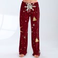 thumbnail image 6 of Women's Casual Fashion Christmas Pajama Pants, Long Sleepwear Trousers for Sports and Home Use, Comfortable and Soft Material for Nightwear and Lounging,Wine,3XL, 6 of 6