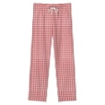 thumbnail image 4 of Red Gingham Check Winter Female Pants Flannel High Waist Women Pants Lady Warm Straight Leg Plush Trousers, 4 of 7