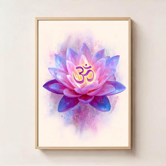 Lotus Om Wall Art, Energy Infused Image, Yoga Meditation Decor, Spiritual Art, Sacred Symbol , Spiritual Symbol UNFRAMED Poster, Wall Art for Decor, Present, 8x12