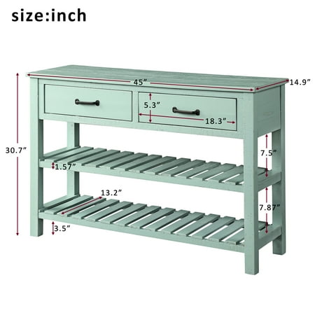 Tall Sofa Table Clearance! 45''x15''x31'' Console Table with 4 Storage Drawers, Wood Buffet Sideboard Desk with 2 Cabinets and Bottom Shelf, Retro Tall Console Table Entryway Table Accent Table for Entryway, S5343 ()