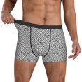 thumbnail image 3 of Men's Boxer Briefs, Gray plaid Soft Comfy Mens Underwear Boxer Briefs Breathable With Widen Waist, 3 of 7