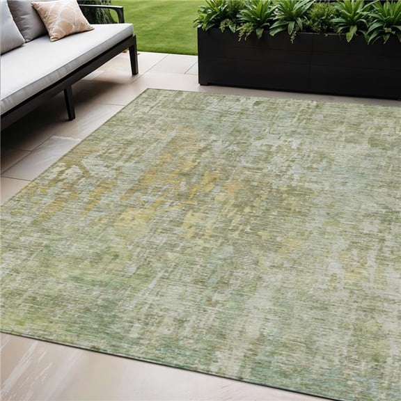 HomeRoots 607885 5 x 8 ft. Sage Abstract Washable Indoor & Outdoor Rectangle Area Rug