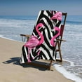 thumbnail image 4 of PHYHOO Black and White Striped Flamingos Beach Towel, Sand Free Microfiber Beach Blanket, Quick Dry Absorbent Bath Towels for Swimming Pool, Camping, Picnic, Yoga Gym Sports 30x60in, 4 of 8