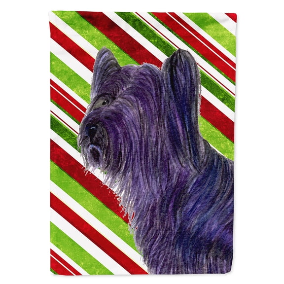 Skye Terrier Candy Cane Holiday Christmas Flag Canvas House Size