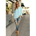 thumbnail image 6 of JWD Women's Casual V-neck Shirt Office Long Sleeve Bubble Cuff Four Seasons Top Light Blue X-Large, 6 of 6