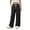 Black, variant on Womens Color Stitch Wide Leg Sweatpants Solid Patchwork Panel Casual Trousers Elastic Drawstring Waist Pants with Side Pockets Soft Knit Loungewear Bottoms