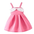 thumbnail image 4 of Ugoldhm Toddler Girls 2-Piece Set – Pearl Bow Spaghetti Strap Dress & Matching Hat, Cute Party Outfit, Sizes 2-8Y, 4 of 8