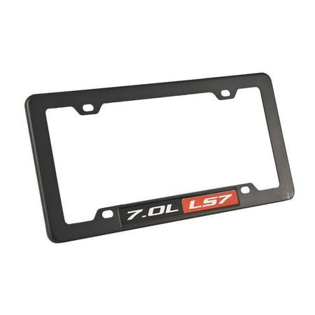 Black ABS License Plate Frame with Black & Red 7.0L LS7 Logo, Best used on 7.0L vehicles with an LS7 engine like the 2005-2013 Corvette Z06 By