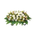 thumbnail image 2 of Roiihwy Memorial Day Decor Artificial Satin Saddle Flower, Tombstone Decoration, Cemetery Grave Memorial Flower, 23.6in White, 2 of 7