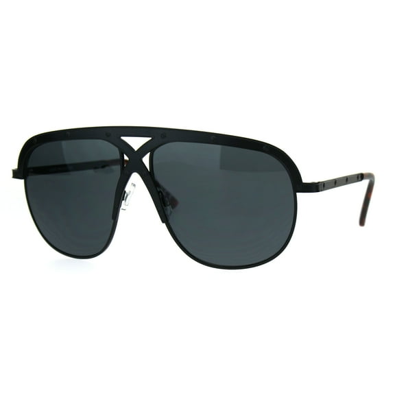Mens Hip Hop Bling Oversize Futuristic Rapper Aviator Sunglasses All Black