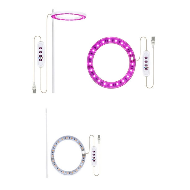 Xihbxyly Lámpara de Crecimiento Usb Angel, Led de Espectro Completo, 3 Colores de Luz para Plantas de Interior, Luz Roja, Azul y Morada para Suculentas y Hierbas, Atenuación de Cinco Velocidades, Tem