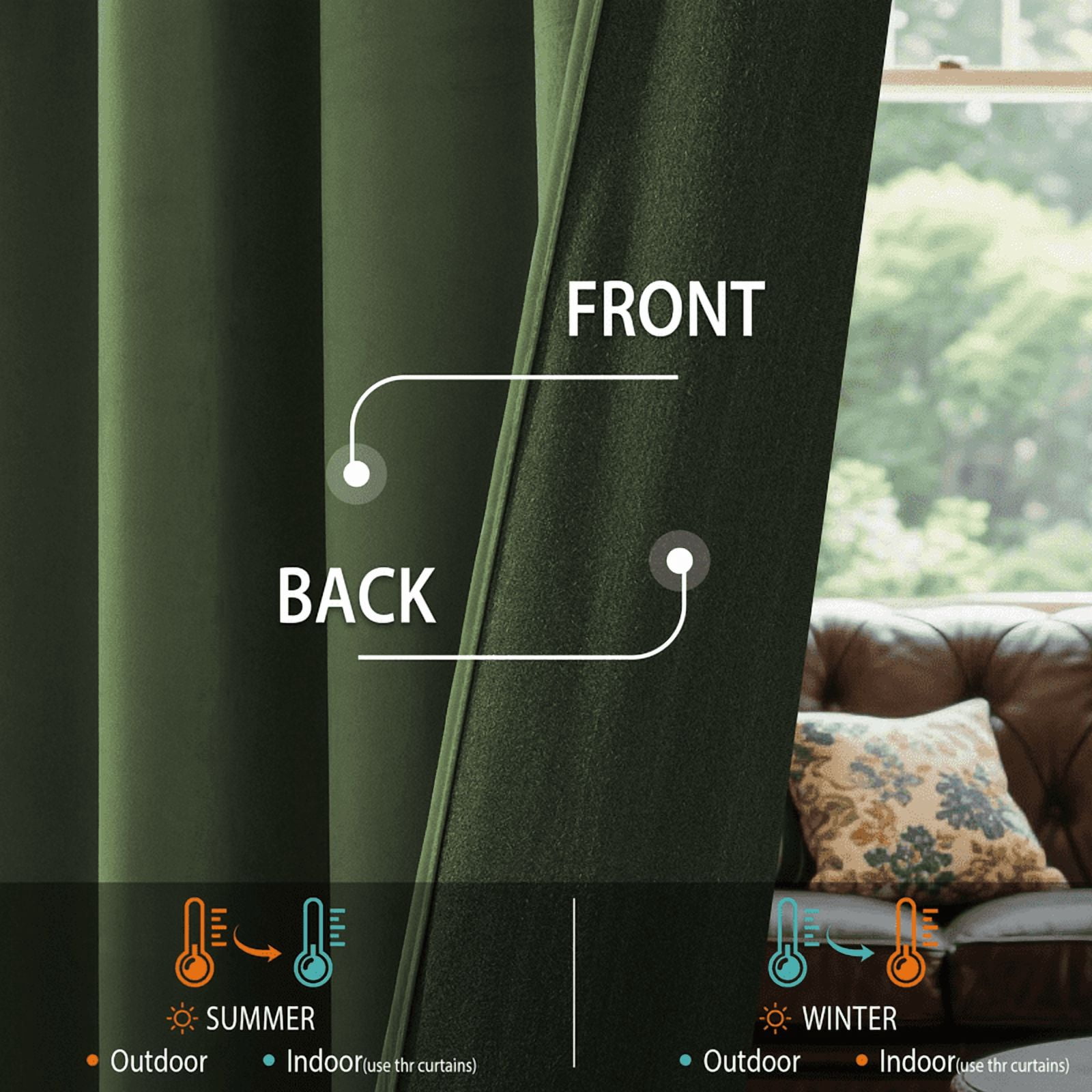 NICETOWN Olive Green Blackout Velvet Curtains for Bedroom, Christmas Sun Light Blocking Velvet Curtains Thermal Insulated Room Darkening Drapes Back Tab Soft Velvet Drapes, 52"x84", 2 Panels