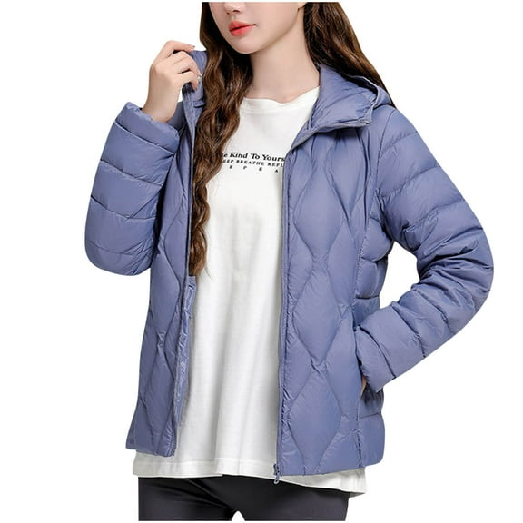 Paiwinds Women's Solid Color Lightweight Hooded Down Jacket with Short Cut and Long Sleeves, Versatile Puffer Coat for Daily Layering and Style