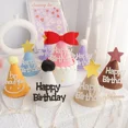 thumbnail image 4 of Sombrero de fieltro con lazo para cumpleaños, gorro de cono con flores y fresas, corona hecha a mano para bebé, bonitos suministros de fiesta para adultos y niños, 4 of 5
