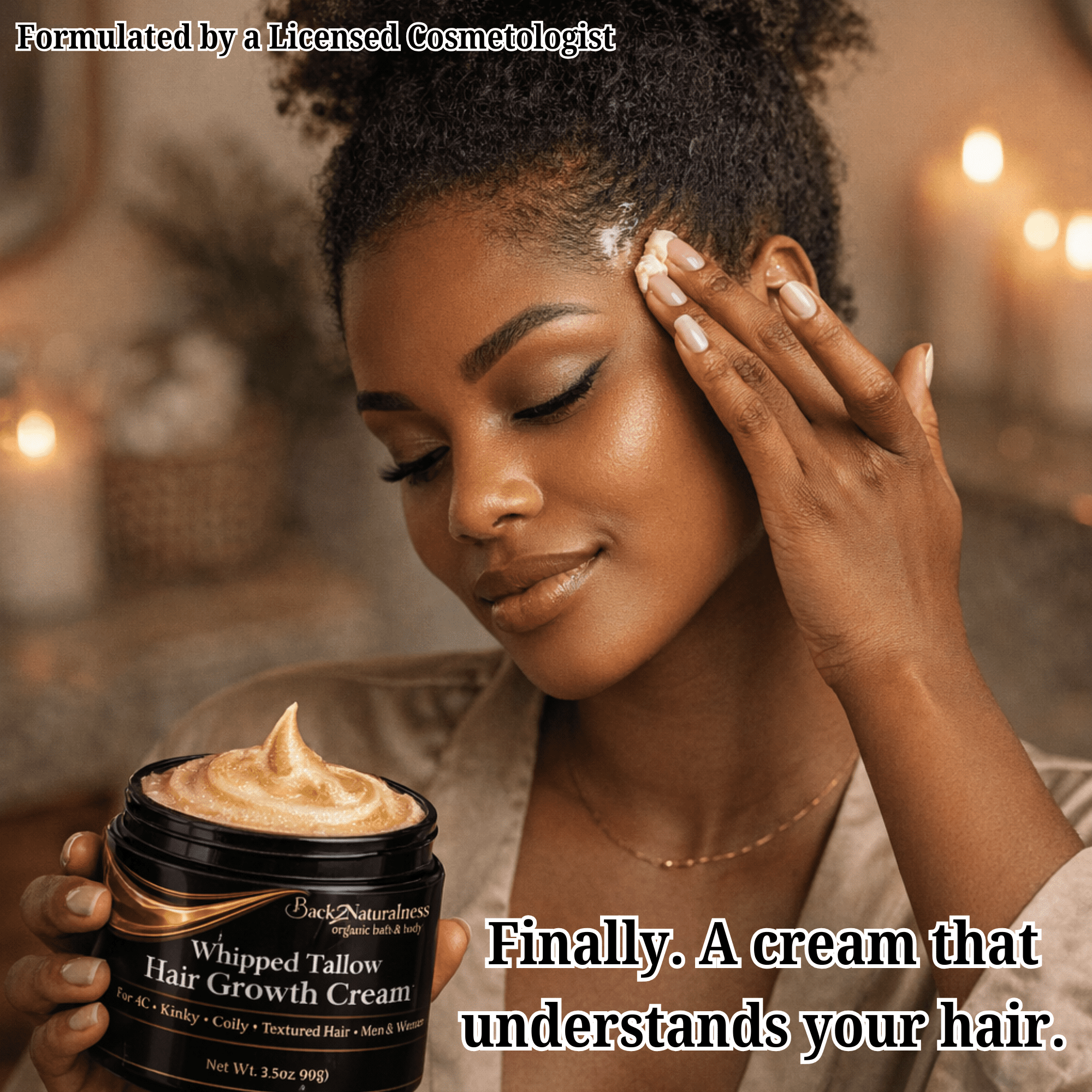 Back2Naturalness Tallow Hair Growth Cream Oil for Textured Hai, All Hair Types, Sensitive Skin , 3.5 oz
