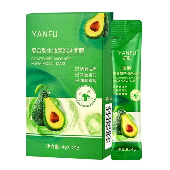 EARKITY Bubble Face Mask, Oil-Control Moisturizing Mask, Cleansing Facial Bubble Mask, Complex Acid Avocado Cleansing Facial Bubble Mask, Deep Cleaning Bubble Mask, Anti-Aging skin Care (12 Pcs/Box)