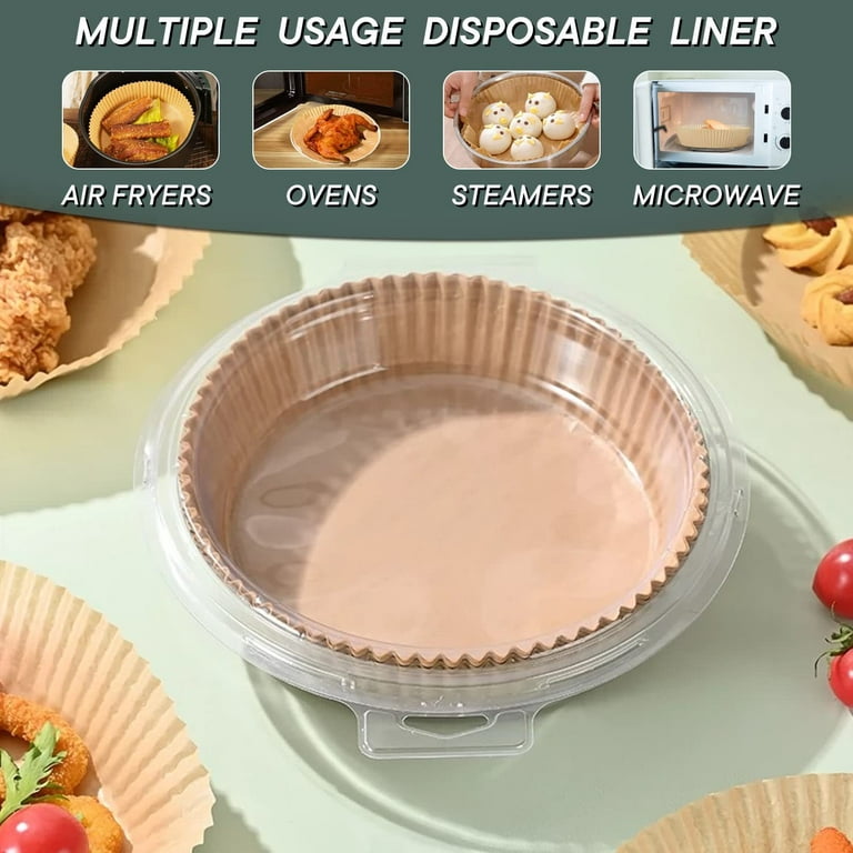 MILANGE 50 PCS Air Fryer Disposable Paper Liner- 6.3, Non-Stick Air Fryer  Liners, Baking Paper for 3 Qt-5Qt Air Fryer, Food Grade Parchment Paper for