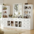 thumbnail image 4 of RichYa 4Pcs Kitchen Pantry Storage Cabinet,Modular Furniture Cabinets with Drawers,Hutch Buffet Cabinet with Display Glass Doors for Dining Room,White, 4 of 12