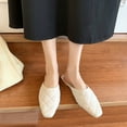 thumbnail image 3 of Womens Casual Quilted Solid Slide Sandals Casual Closed Toe Flat Heel Half Slippers Backless Slip On Mules Shoes, 3 of 18