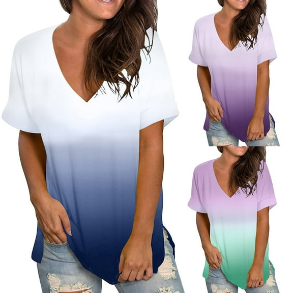 SEAOPEN Womens V Neck Tshirts Short Sleeve Loose Casual Summer Tops with Pocket Sale Green,2XL