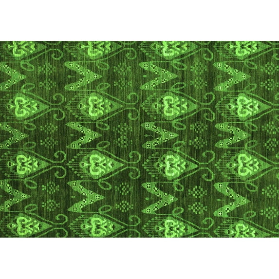 Ahgly Company Indoor Rectangle Oriental Green Modern Area Rugs, 2' x 5'