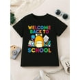 thumbnail image 1 of Back to school season boy's T-shirt welcome back to learning Colorful letter printed backpack pencil pattern printed casual versatile round neck short sleeved top, 1 of 6