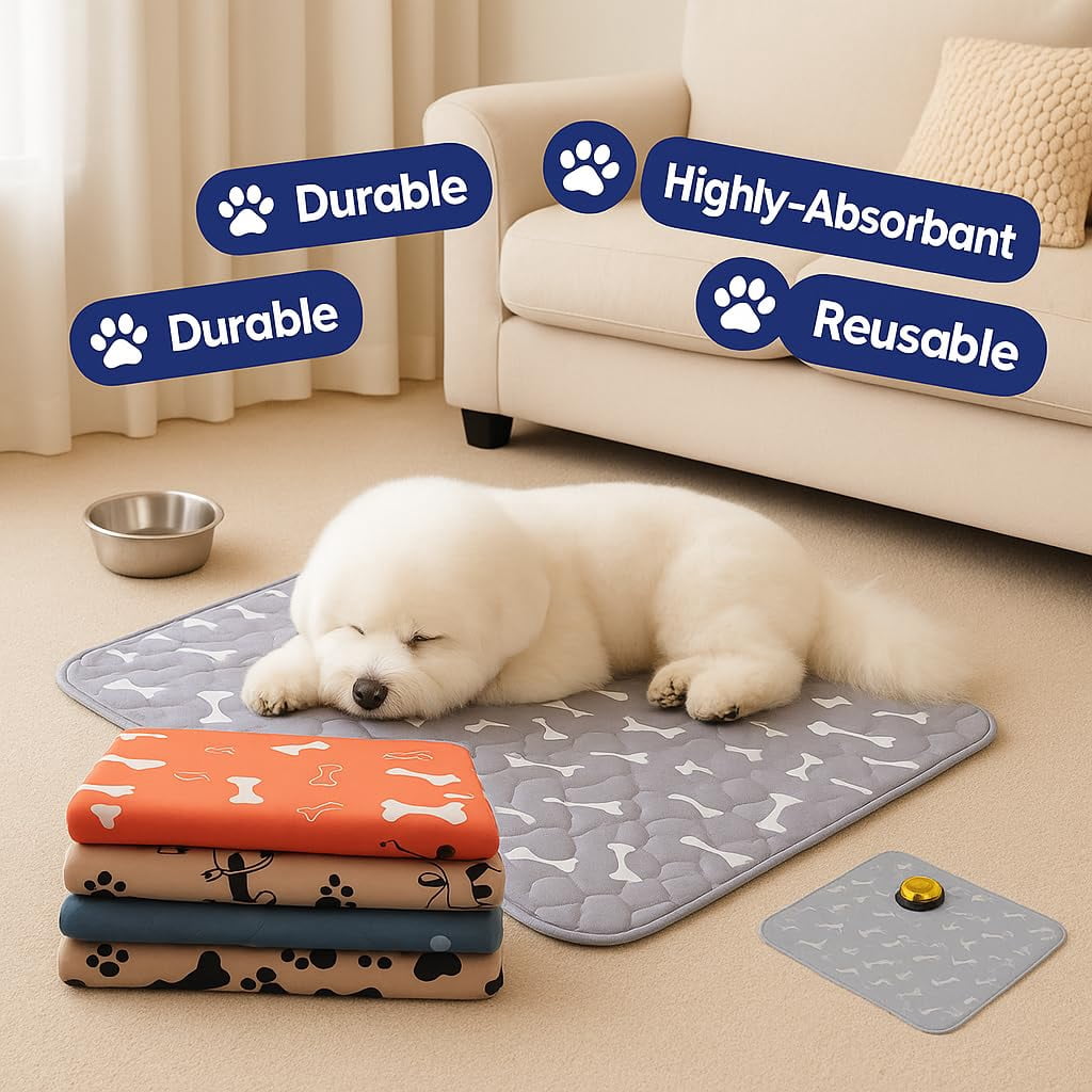 Puppy Pads with Pheromones, Super Absorbent Reusable Washable Pads Leakproof Design, Fast Dry Training Pad for Dogs Indoor Potty and Crate Use