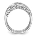 thumbnail image 2 of 14K White Gold Ring Band Wedding Diamond Round Guard, Size 9, 2 of 7