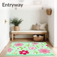 thumbnail image 3 of ODIKA 6'x9' Machine Washable Non-Slip Area Rug, Kawaii Blossom Petal Swirl Dreamy Nursery Playful Sweet High Traffic Rug, Green, 618125, 3 of 7