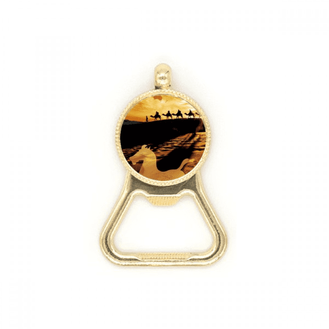 Desert Along the Way to the Silk Road Map Camel Beer Bottle Cap Opener Stainless Steel Key Chain