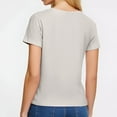 thumbnail image 3 of Lenpel T Shirts for Women Trendy V Neck Short Sleeve Solid Color Summer Casual Slim Basic Tees Going out Tops, 3 of 6