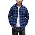 thumbnail image 2 of HAOTAGS Plaid Shirts for Teen Boys(4-15), Casual Long Sleeve Button Down Shirts with Pocket Blue 8-9Years, 2 of 8