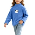 thumbnail image 4 of Spazoro Girls Fleece Mock Neck Long Sleeve T-Shirts, Stretchy Long Sleeve Panda Print Loose Fit Warm Casual Pullover Tops Tee for Fall Layering Blue Size 5-6, 4 of 6