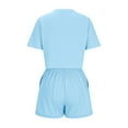 thumbnail image 5 of LOVZFMLL Two Piece Sets for Women Short Sleeve Crop Tops and Shorts Sweatsuit Casual Loose Summer Outfits Lounge Sets Light Blue 3XL, 5 of 6