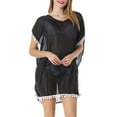 thumbnail image 3 of Beach Bikini Cover up Wrap Women Swimwear V Neck Loose Fit Short Dress with Tassels Boho style Poncho Trim Kaftan Loose Beachwear, 3 of 4